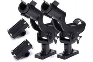 Hiumi - Soporte Giratorio de plástico para caña de Pescar con 3 Soportes de Soporte para Barco, Canoa, Kit de Montaje para caña de Pescar Kayak