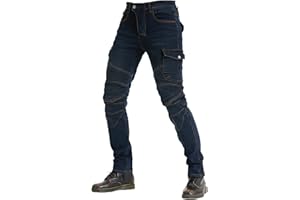 KAISUN Pantalones deportivos para moto, con protectores de rodillas y caderas, elásticos, ajustados, de corte ajustado, para moto, vaqueros, resistentes al viento, transpirables