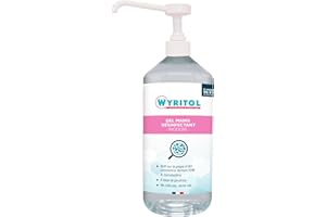 WYRITOL - Gel hydroalcoolique 1L - Désinfectant mains - Formule naturelle - Antibactérien et virucide - 70,2% Ethanol - Fabrication française
