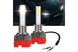 Kairiyard LED H1 Ampoules de Phares à LED 6000K HI Beam 55W 8000 Lumens Antibrouillard Kit DOB Chip Extrêmement Lumineux 2 Lampes Rotation à 360° Bi-Xénon Conversion Tout-en-Un