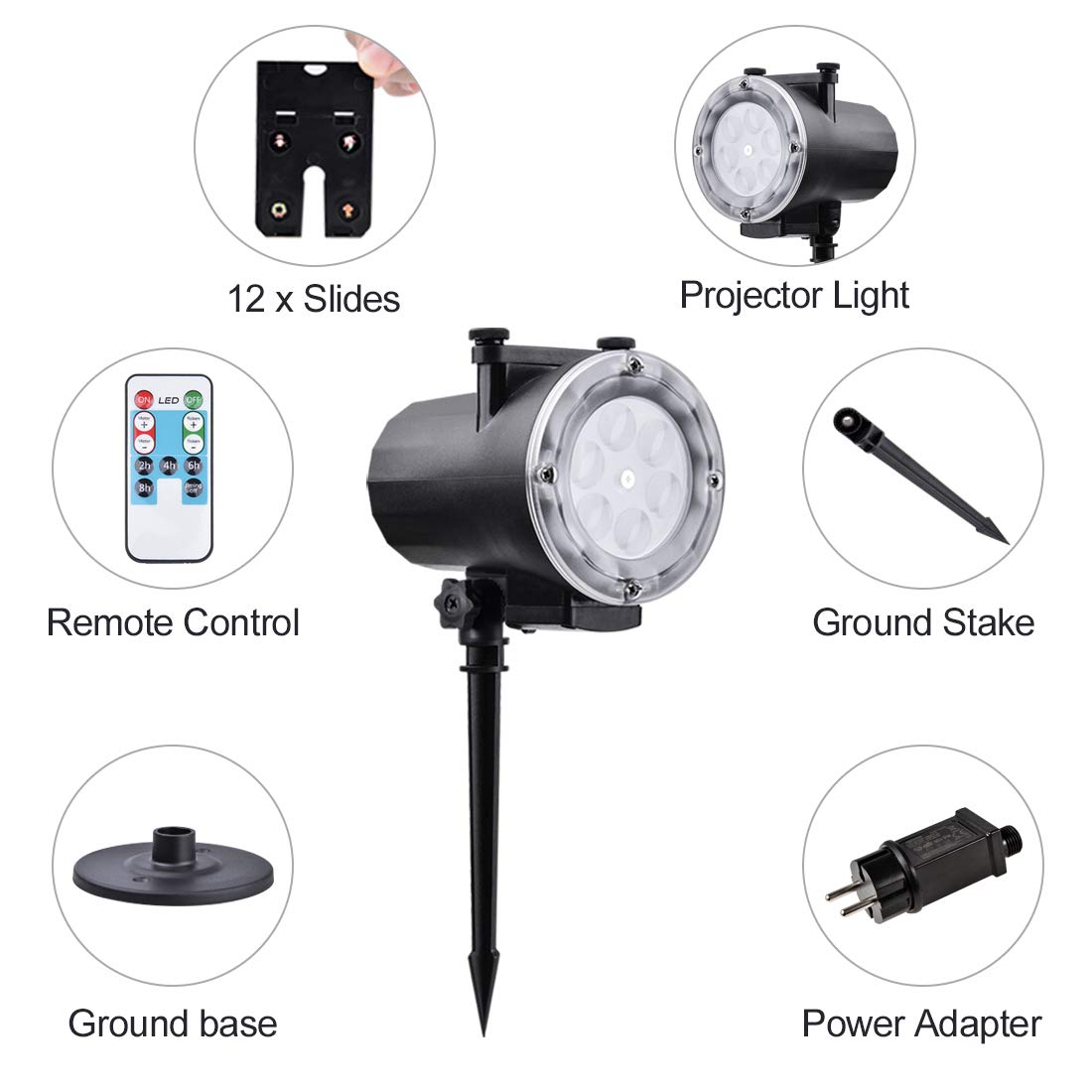 Holiday-Projector-Viugreum-LED-Christmas-Lights-2018-Latest-Super-Bright-12-Slides-LED-Landscape-Lights-con-proyector-de-control-remoto-Show-de-luces-para-Halloween-Christmas-Holiday-Party