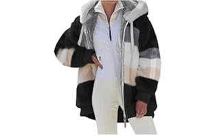 riou Mujer Sudadera con Capucha Chaqueta Jersey Talla Grande Hoodie Suave y Confortable Suelto Empalme de Rayas Manga Larga Suéter Cálido Pullover Otoño Invierno