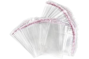 FLOFIA 400pcs/200pcs (Tamaños Variados 4-22cm) Bolsas de Celofán Pequeñas Transparente Autodhesiva, Bolsas Plastico para Joyas Pendientes Bombones Galletas Accesorio Bricolaje Regalos, Sin Agujero