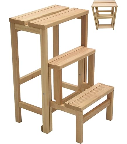 Scaletta Gradini Scaletta Pieghevole In Giantex Sgabello E Scala A  Gradini, Portata 100 Kg, In Bambù Bambù Naturale