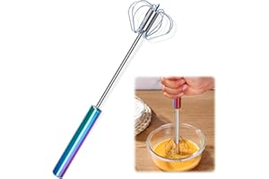 THKO Fouet Semi Automatique Cuisine, Batteur Manuel Rotatif en Acier Inoxydable Mélangeur à œufs Mixer Professionnel Whisk à Main 30x6 cm Fouet Patisserie Professionnel Ustensiles de Cuisine