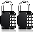 ZHEGE Combination Padlocks, Locker Locks, 4 Digit Combination Locks, Gym Padlocks, School Locker Padlocks, Resettable Weatherproof Combo Locks Outdoor for Backyard Gate, Shed, Fence (Black, 2 Pack)