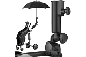 Rossivan Golf Trolley Regenschirmhalter Universal – 180° Verstellbarer Schirmhalter für Rollator & Golfwagen – Stabil mit Doppelschraube – Einfach zu montieren