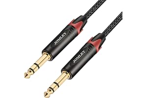 JOMLEY 6.35mm Jack to Jack TRS Cable, Nylon Braid Heavy Duty 1/4 inch to 1/4 inch TRS Stereo Jack Balanced Audio Path Cord Interconnect Cable -1M