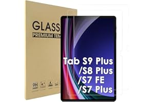 Simpeak 2-Packs Cristal Templado Compatible para Samsung Galaxy Tab S7 Fe/S7 Plus/S8 Plus/S9 Plus 12.4", Protector de Pantalla de Cristal Templado Premium Complet Bubble Free/HD/Anti-Huella