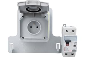 SHOPVG Prise de courant française pour véhicules électriques avec dose de charge IP54 et prise FI/LS 20A (Green UP avec Legrand 20A)