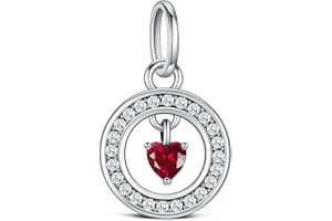 KEQ Birthstone Charms for Pandora Me Bracelet 925 Sterling Silver Simulated Birthstone Heart with CZ Charm Pendant Bracelet Necklace Jewelry Gifts