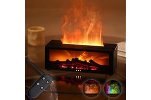 RAVSFBCA Diffusore di Oli Essenziali Fiamma 3D, umidificatore da 150 ml con timer, protezione spegnimento automatico, luce notturna a LED a 7 colori e telecomando, Ideale per Casa Ufficio Sport