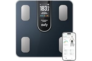 eufy C20 Báscula de baño inteligente , báscula digital de grasa corporal, pantalla TFT grande, Bluetooth, 16 lecturas de peso, IMC, etc., multimodos, alta precisión