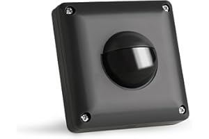 SEBSON Czujnik ruchu na zewnątrz IP65 – podtynkowy, nadaje się do LED, montaż ścienny, czujnik ruchu na podczerwień programowalny – montaż 53 x 53 x 23 mm – czujnik 10 m/ 190°, 3-przewodowy – antracyt