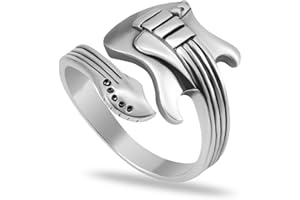 WNV Men's Silver Ring, Punk Rock Guitar Rings for Men, Perfect Men's Accessory Men's Rings Guitar Accessories Rings Men
