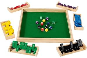 DIGNFENG Shut the box, 6-spelare, tärningsspel, trä med 12 tärningar, hopfällbart brädeset för 6 personer, brädspel, vuxna ba