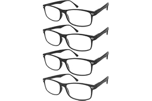TBOC Gafas de Lectura Presbicia Vista Cansada - (Pack 4 Unidades) Graduadas +1.50 Dioptrías Montura de Pasta Negra Mate Diseño Moda Hombre Mujer Unisex Lentes de Aumento Leer Ver Cerca