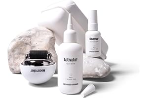 ‎COPENHAGEN GROOMING Haarwachstumsset mit Aktivator Haarwachstumsserum und The Moonroller Haarfollikel Stimulator (50)