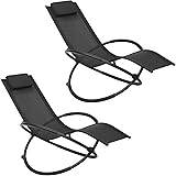 WOLTU Set di 2 Sedia Sdraio a Dondolo Relax Poltrona Swing Traspirante da Balcone Campeggio Lettino con Braccioli e Poggiates