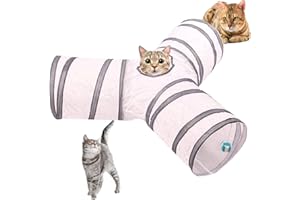 CHLDYCST Cat Tunnel for Indoor Cats Interactive，Pet Toys Play Tunnels for Cats Kittens Rabbits Puppies Crinkle Collapsible (T-style-white)