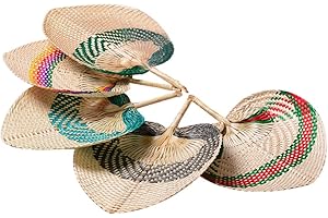 ISAKEN Saunafächer aus Natürlichem Bambus, Tragbarer Sommerfächer, Handgefertigtes Rattan Dekor, Palmblattfächer Handfächer DIY Herzförmiger Bambus Fächer für Sommerhandwerk