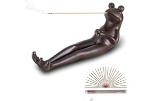 YEMMERT Frog Incense Stick Holder, Ceramic Purple Sand Incense Holder Frog with 60 Incense Sticks, Frog Ornament for Aromatherapy/Yoga/Meditation/Tea Ceremony/Home Living Room/Office Decoration