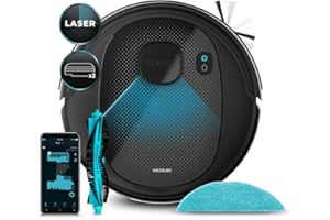 Cecotec Robot Aspirateur Conga 7490 Eternal X-Treme. iTech Laser Eye, Plan de pièce, 3000 Pa, Autonomie 110 min, Surface totale, 4 en 1, Brosse multifonction, Lavage oscillant, App CECOTEC, 8 Modes