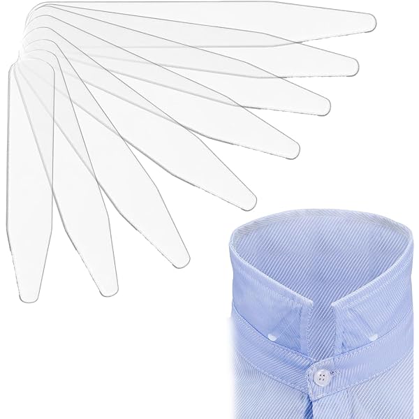 Foyods 100 bastoncini per colletto per camicie da uomo, in plastica, PET, bianchi, 5 x 1 cm