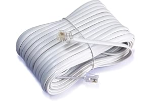 JAFSAL ONLINE RJ11 Cable ADSL Extension Lead Phone Cord Telephone Male to Male High-Speed Broadband Landline Microfilter Wire, 10m White