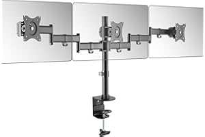RICOO Support PC 3 écrans TS5911 Orientable Inclinable Moniteur 13-27 Pouces (33-69cm) Fixation de Bureau Pince de Table VESA