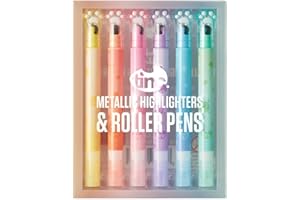 ‎TINC Tinc Glitzer-Rollerball-Stift S6, Flüssiges Schreiben, Set mit 6 Lebendigen und Funkelnden Farben, für Zeichnen und Kreative Notizen, Originelle und Bunte Schreibwaren, für Büro und Schule