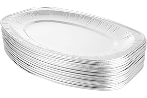 ASelected 20Pcs Aluminium Foil Party Platters 35.2X24.7X24Cm Tin Foil Trays for BBQ, Roasting, Baking, Cooking, Broiling 1900Ml Silver Foil Trays Containers