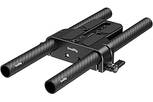 SMALLRIG Zestaw Camera Base Plate z zaciskiem prętowym LWS 15 mm, prętami z włókna węglowego 15 mm (8'' / 20 cm), do Sony A6500, A6600, A6300, do Canon R5 R6, A7SIII / A7III - 5609