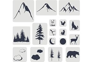 ‎FINGERINSPIRE FINGERINSPIRE 17 Stück Schablonen Set für Bergwaldtiere gemischte Größe Wiederverwendbare Schablonen für Waldtiere zum Malen auf Wänden, Böden, Möbeln, Holz und Papier