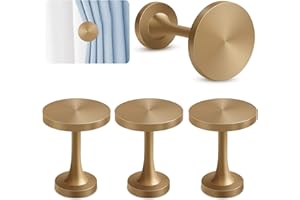 TOKPLNU Curtain Holdbacks, Set of 4 Metal Curtain Tieback Hooks Decorative Medallion Vintage Curtain Tie backs Wall Mounted Curtain Hold Back Drapery Tiebacks Holder for Curtain (Champagne Bronze)