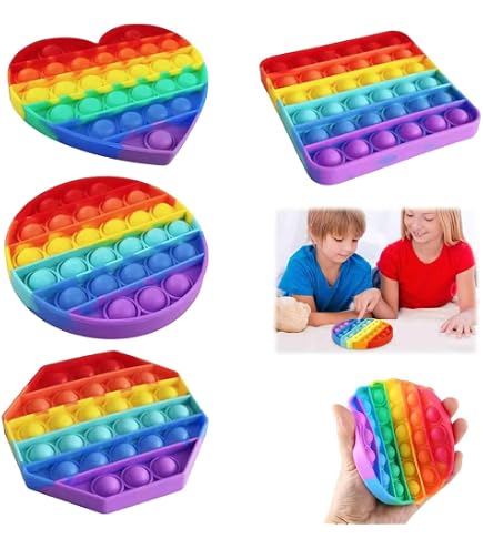 30 Stück Pop It Fidget Toys – Silikon Stress Relief Spielzeug Für Kinder & Erwachsene (Regenbogen)