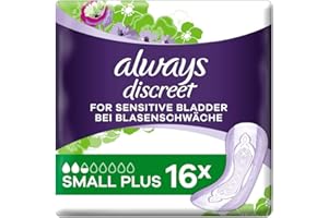 Always Discreet Lot de 16 Inserts d'incontinence Small Plus en Cas de faiblesse des Bulles