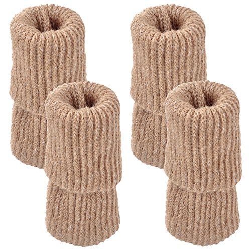 Mogoko 4 x Stuhlbeinsocke Möbel Socken Wollsocken Hocker Fessel Tabellen Cotton Caps Anti-Rutsch Fußboden Schutz Stuhl Bein Floor Protector Nordischen Stil (Beige)