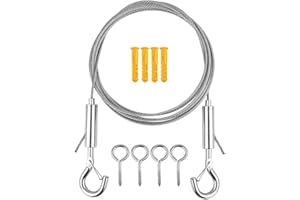 ZHITENG 5 M Filo per Stendere il Bucato da Esterno Completo con Tenditori Serracavi e Accessori Filo Stendibiancheria per Esterno Firante Cavo Acciaio Riutilizzabile Cavo Acciaio per Appendere Lamp