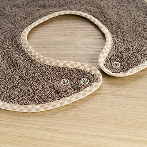 2er Set Riesen Baby-Lätzchen mit Druckknopf / 30×46 cm/ Schadstoffgeprüft nach Öko-Tex Standard 100 / Frottee – 100 % Baumwolle – Natur Braun - 5