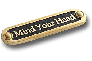 The Metal Foundry Mind Your Head Metal Door Sign. Traditional Style Home Decor Accessories Door Or Wall Brass Plaque. Handmade In England.
