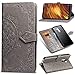 Produktbild Misteem Mandala Hülle für Nokia 7 Plus, 3D Retro Blume Motiv PU Leder Hülle Klappbar Flip Wallet Case Cover Bookstyle Stoßfest Stand Magnet Brieftasche mit Kartenhalter Schutzhülle für Nokia 7 Plus - Blumen Grau