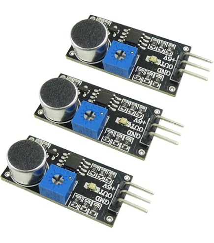 5x KY-037 Mikrofon-Sound-Sensor-Modul – 20dB Gain, Einstellbare Schwellenempfindlichkeit – Für Roboter & Elektronikprojekte