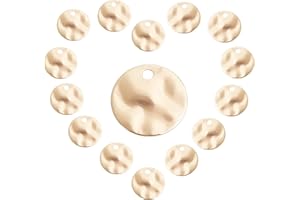 SUNNYCLUE 1 boîte 50 pièces Ébauches D'Estampage Rond Plaqué Or 18K Disque Étiquette en Laiton Pendentifs en Vrac Plat Pièce Breloques Style Ondulé pour la Fabrication de Bijoux Breloques Bracelets