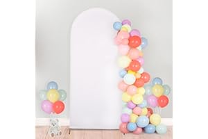 Arch Backdrop,BADALU Arch Cover Backdrop Fabric, 2-Side Wedding Arch Backdrop Cover, Round Top Chiara Backdrop Cover for Wedding Ceremony Birthday Party Banquet Decoration 7.2 FT(White)
