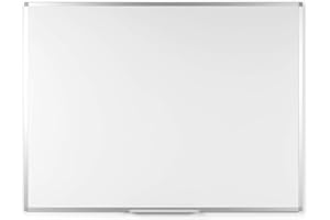 BoardsPlus - Lavagna Bianca, 60 x 45 cm, Lavagna Cancellabile A Secco Con Cornice Sottile In Alluminio Anodizzato, Superficie In Melamina (Non-Magnetica)