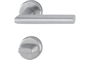 Hoppe Poignée de Utrecht – Sur Rosace WC, pour épaisseur de porte 39–47 mm, acier inoxydable mat, 1 pièce, 3884657
