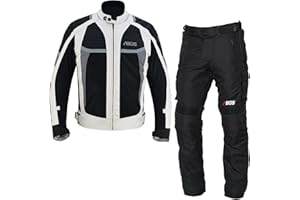 BOSmoto Motorradanzug Textil mit Protektoren – Atmungsaktive und wasserdichte Motorradbekleidung für Herren,Motorrad Textil Kombi Grau,Motorrad Jacke und Hose
