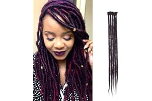 SEGO Extension Dreadlock Treccia 5 Pezzi [Vino Rosso] Rasta Dread da Donna Capelli Lunghi Sintetici Braiding Hair Fibre Crochet 50cm