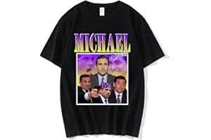 OUHZNUX Camisetas Michael Scott Unisex Tribute The Office Hombres Camisetas Serie De Televisión Dwight Schrute Steve Carell Camisetas Moda Casual Manga Corta Algodón Oversized Xxs-3Xl